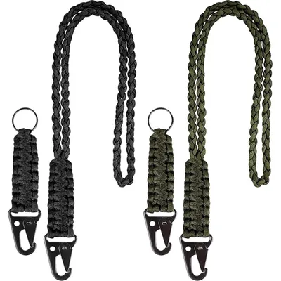 Imagen del producto de TRANKIELO® - Llaveros de paracord con mosquetón – Pack de 4 unidades, ideales para cuchillos, linternas, camping y senderismo