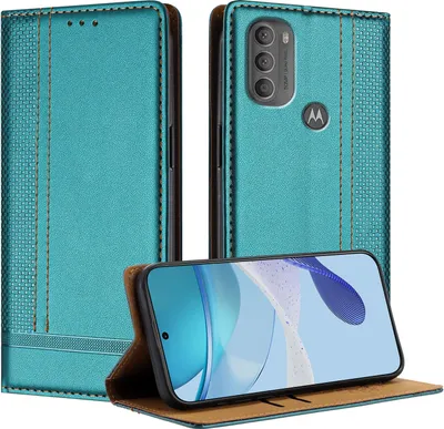 Image de Housse de téléphone portable pour Motorola Moto G71 5G Housse en cuir à rabat avec support Vert