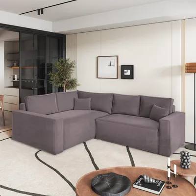 Produktbild von Masseno Ecksofa ERONIS L-S mit Schlaffunktion L-Form, Sofa mit Bettkasten, Wohnzimmersofa, Couch, Soffa, Bettsofa, Couchgarnitur- Lila, MONOLITH 62