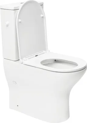 Produktbild von SAT Brevis Stand-WC Kombi-WC Toilette Set spülrandlos mit erhöhter Sitzfläche 48 cm WC-Sitz SoftClose inkl. Anschlussbogen, weiß
