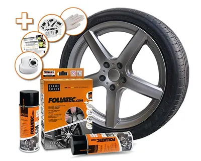 Produktbild von Foliatec Felgen Sprühfolie gunmetal grau metallic matt Set 2x400ml