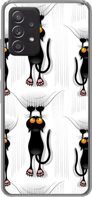 Produktbild von MuchoWow® Handyhülle Schutzhülle Hülle für Telefoonhoesje Samsung galaxy a73 Muster - Katze - Schwarz - Jungen - Mädchen - Kinder - Kinder Silikon Softcase Handy Hülle - Handyhülle