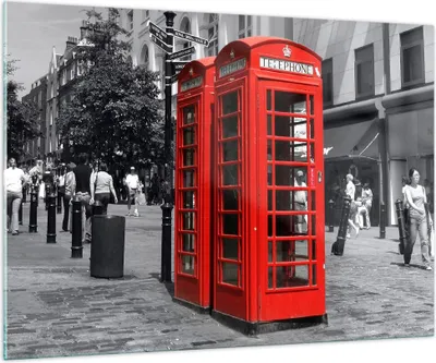 Produktbild von Bilder auf glas - Großbritannien London Telefon Straße - 100x70cm - Glasbilder - Wandbilder - Kunstdruck - Wanddekoration aus Glas - Glas Bilder - Wandbild auf Glas - GAA100x70-0364