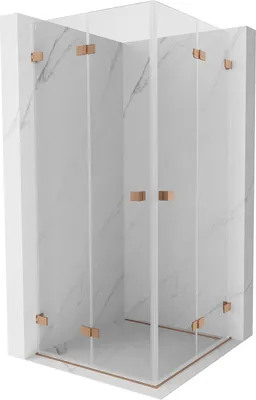 Immagine prodotto di Mexen Lunar-F Duo cabina doccia pieghevole 100 x 100 cm, trasparente, rame spazzolato - 836-100L-100P-65-00