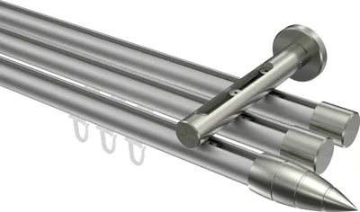 Produktbild von Interdeco Innenlaufstange / Gardinenstange mit Innenlauf Silbergrau / Edelstahl-Optik, Typ Siteno Samanto (Rillenpatrone), 20 mm Ø 3-läufig, 480 cm