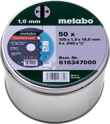 Produktbild von Metabo 616347000, Schneidedisk, Flache Mitte, Edelstahl, Metabo, 1,6 cm, 10,5 cm