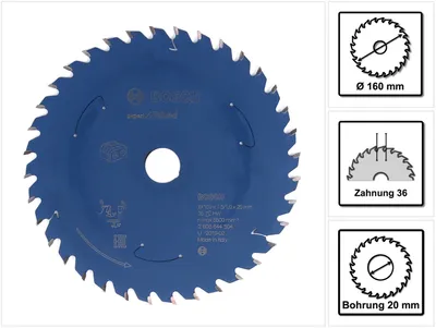 Zdjęcie produktu dla Tarcza pilarska do pilarek akumulatorowych Expert for Wood, 160 x 1,5/1 x 20, 36 zębów