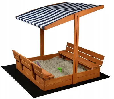 Image de Bac à sable avec toit - jouets - et bâche de sol - 120 x 120 x 120 cm