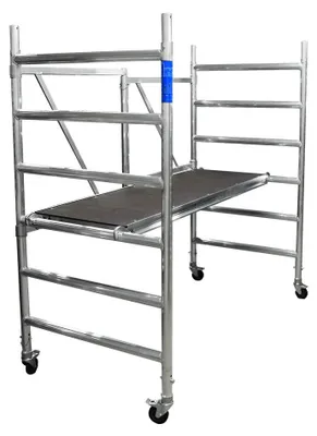 Imagen del producto de Andamio plegable - Altura de trabajo: 3 metros - Aluminio - Con ruedas - Plataforma de trabajo