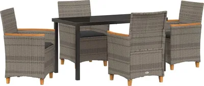Image de vidaXL Ensemble de jardin 5 pcs Gris Poly-Rotin