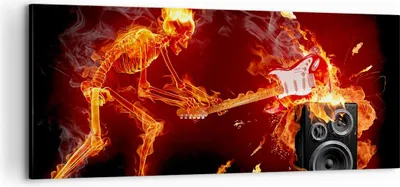 Produktbild von Bild auf Leinwand - Leinwandbild - Feuer Instrument Skelett - 100x40cm - Wand Bild - Wanddeko - Leinwanddruck - Bilder - Kunstdruck - Wanddekoration - Leinwand bilder - Wandkunst - AB100x40-0210