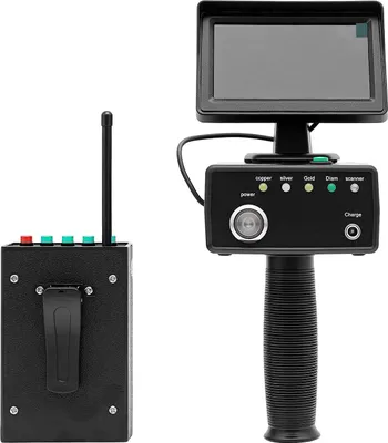 Obrázek produktu pro Detektor kovů – detektor zlata, stříbra, mědi a diamantů – LED displej – dosah 1200 m, hloubka 30 m – 5,6–6 kHz – 2000 mAh akumulátor – černá barva