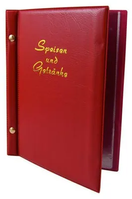 Produktbild von 1x Speisekarte (PVC) "Speisen und Getränke" weinrot 8 Seiten A5