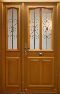 Image de Porte d'entree Bois Tiercee Carole (Caroline) H215 x L140 p, droit + Poignee, Barillet Et Bouton (ref : IN158RPL2 - IN303NEW)