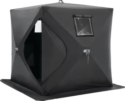 Produktbild von VEVOR Tragbarer Eisunterstand, Pop-Up-Zelt zum Eisfischen für 1–2 Personen, 24 Quadratfuß befischbare Fläche, Eishütte zum Winterfischen, wasserdichter Oxford-Eiswürfel mit Ankern/Seil/Tragetasche, 60 x 60 Zoll, Schwarz
