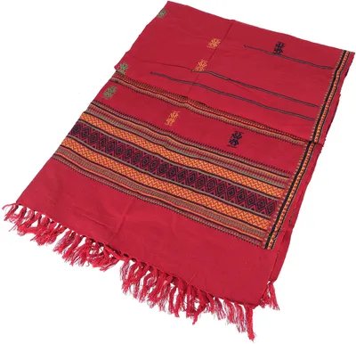 Produktbild von Indischer Schal, Stola, Ethno Tuch/Decke - Rot, Uni, Polyacryl, 1,80*90 cm, Schals