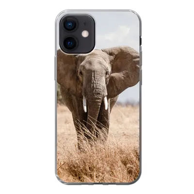 Produktbild von MuchoWow® Handyhülle Schutzhülle Hülle für iPhone 12 Elefant - Natur - Tiere - Porträt Silikon Softcase Handy Hülle - Schutzhülle