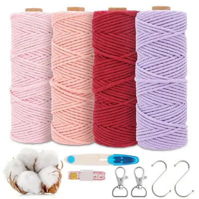 Image de Kit de macramé, fil de 3 mm, 50 mètres, pour des décorations créatives