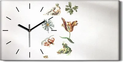 Produktbild von Wandkunst Leinwand Bild Uhr Geräuschlos 60x30 Gemälde Antike Blumen Mann Drache - schwarze Hände