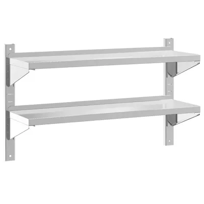 Image de Étagère murale à 2 niveaux 100x30x60cm argenté acier inoxydable