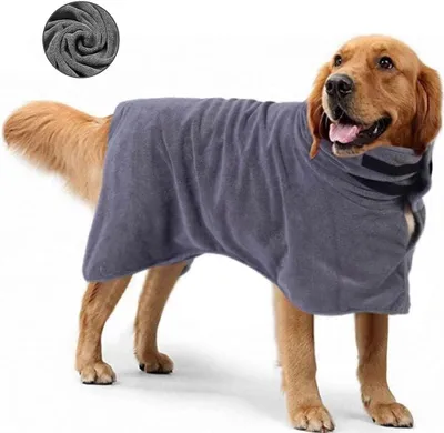 Immagine prodotto di Accappatoio e asciugamano per cani, colore grigio, taglia XS