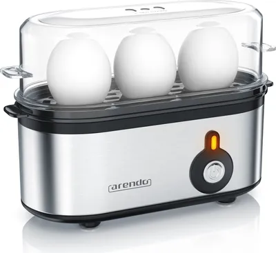 Produktbild von Arendo Eierkocher 3-fach, 210 W, Edelstahl, Härtegrad einstellbar, für 1-3 Eier, silber/schwarz