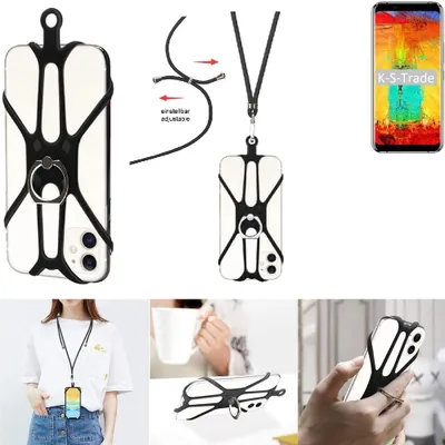 Produktbild von K-S-Trade 3in1 Handykette Handyband Handykordel Halsband Smartphone-Ring Handy-Ring kompatibel mit Leagoo S8 Pro Fingerhalterung Handyring