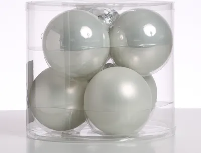 Christbaumkugel - Weihnachtsbaumkugel - Glas - D: 8cm - glänzend und matt - weiß - 6er Set