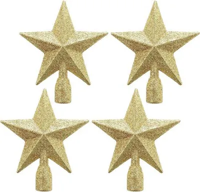Produktbild von Weihnachtsbaumspitze Glitzernde Sterne 10,5 cm - 4 Stück Gold
