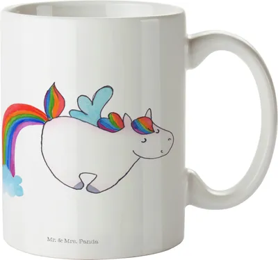 Produktbild von Mr. & Mrs. Panda Plastikbecher Einhorn Fliegendes Pferd - Weiß - Geschenk, Kindertasse, Pott, Unicorn, Spielen, Haferl, Camping Tasse, Kinderbecher, Realität, Regenbogen