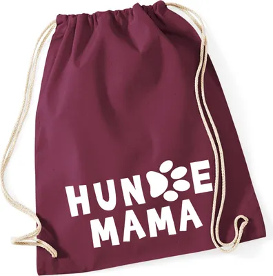 Produktbild von Huuraa Turnbeutel Hundemama Tapse 12 Liter Burgundy Baumwolle Rucksack Geschenkidee