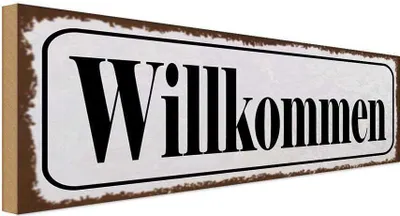 Produktbild von vianmo Holzschild 10x27 cm Willkommen Dekoration