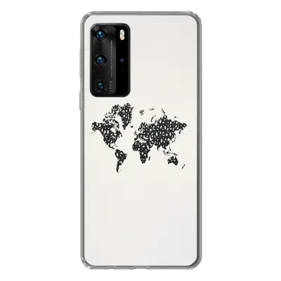 Produktbild von MuchoWow® Handyhülle Schutzhülle Hülle für Huawei P40 Pro Weltkarte - Zahlen - Schwarz Silikon Softcase Handy Hülle - Schutz