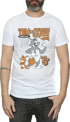 Produktbild von Tom and Jerry - "Spinning Basketball" T-Shirt für Herren BI1029 (M) (Weiß)