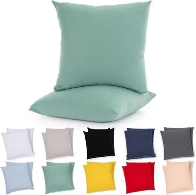 Produktbild von Famanu Kissenbezug Set von 2 - 80 x 80 cm - Grün - 100% Jersey Baumwolle -