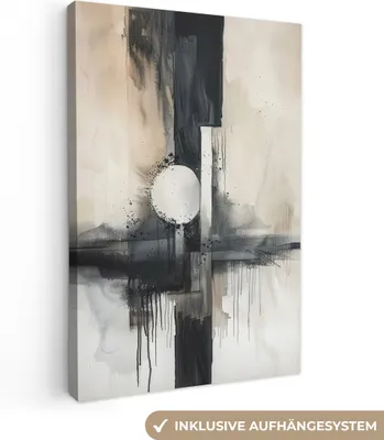 Produktbild von MuchoWow® - Leinwandbilder - Abstrakt - Schwarz und Weiß - Farbe - Modern, Wandbild, Wanddeko Bilder Wohnzimmer, 80x120 cm