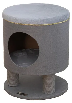 Produktbild von Dehner Katzen-Kratzhöhle Vincent, Ø 40 cm, Höhe 48 cm, Holz/Plüsch/Textilien, grau
