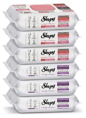 Obrázok produktu pre Čistiace utierky Sleepy Easy Clean – 3x100 Orchidea + 3x100 Pomelo | Hygiena pre domácnosť