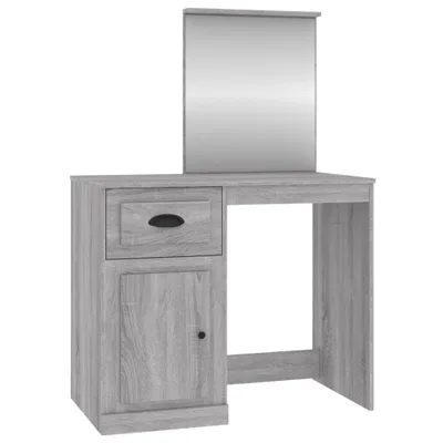 Produktbild von vidaXL Schminktisch mit Spiegel Grau Sonoma 90x50x132,5 cm
