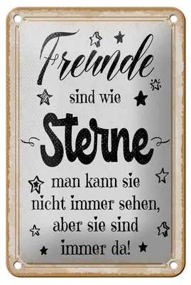 Produktbild von Blechschild Spruch 12x18 cm Freunde sind wie Sterne sie sind immer da Schild