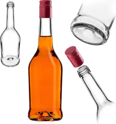 Produktbild von KADAX Likörflaschen 500ml, 1 Stück, Leere Flaschen zum Befüllen von Öl, Essig, Likör, Wein und Schnaps, Glasflaschen, Schnapsflaschen, Saftflaschen (Rot, Lang)