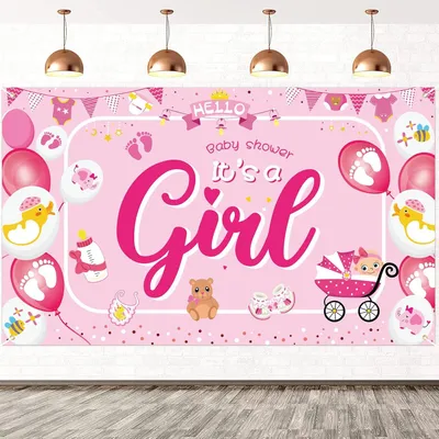 Imagen del producto de Otros equipos para estudio fotográfico, pancarta "Rosa, ¡es una niña!", decoración para fiestas de bebé para niñas, fiesta de bebé en interiores, decoración para el hogar, fiesta de bebé