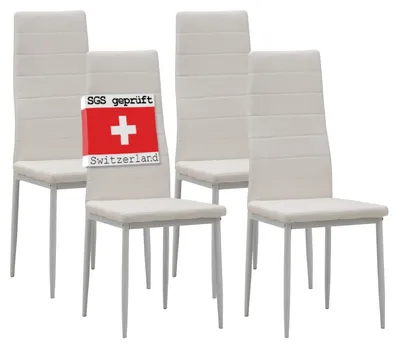 Produktbild von Albatros Esszimmerstühle MILANO 4er Set, Weiss - Polsterstuhl mit Kunstleder-Bezug, Modernes Stilvolles Design am Esstisch-Küchenstuhl oder Stuhl Esszimmer mit hoher Belastbarkeit bis 110kg