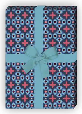 Produktbild von Grafisches Geschenkpapier Set mit Batik Muster, blau - G8456, 32 x 48cm