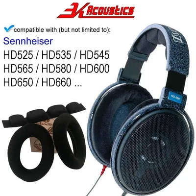 Velour Ohrpolster Kopfband für Sennheiser Kopfhörer HD545, HD580, HD600, HD650, HD660 - Ohrpolster K