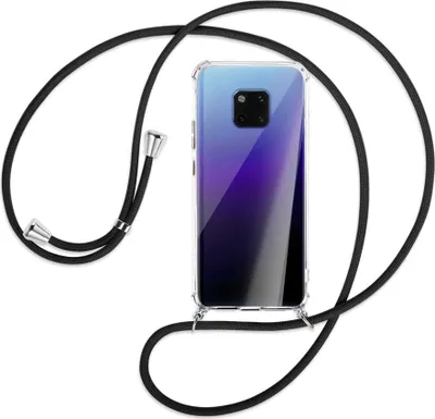Produktbild von Handykette Backcover-Schutzhülle mit Band (Metall silberfarben) für Huawei Mate 20 Pro - schwarz