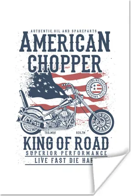 Produktbild von MuchoWow® Poster Mancave - Motor - Flagge - Vintage 20x30 cm - Papierdruck