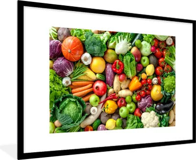 Produktbild von MuchoWow® Gerahmtes Poster Obst - Gemüse - Apfel 90x60 cm - Poster mit Schwarzem Bilderrahmen Wandposter Rahmen Foto Bilder - Wanddekoration - Fotos