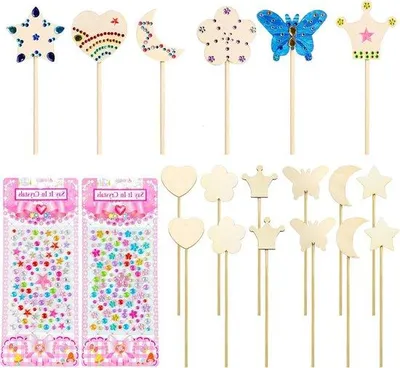 Obrázek produktu pro Kreatives Holzbaustellen-Set für Kinder - DIY-Knüpfpakket - 12 Holzstangen und Sticker