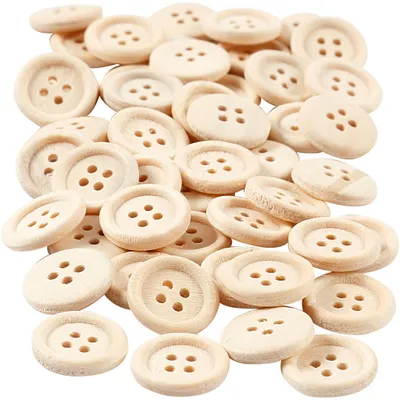 Produktbild von Creativ Company Holzknöpfe, D 15 mm, 4 Löcher, 50 Stück 1 Box